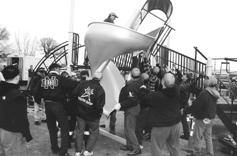 A new playground was installed at Hamilton Beach Park last Friday, thanks to the brawn of 50 local volunteers and the energy of the Howard Beach-based STARS