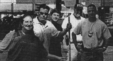 Shining S.T.A.R. Sara Kaye, P.O. Richie Bastidas, P.O. Frankie Rainer, P.O. Nick Lascio, and Sgt. Howard Kornfeld all pitched in on the cleanup.